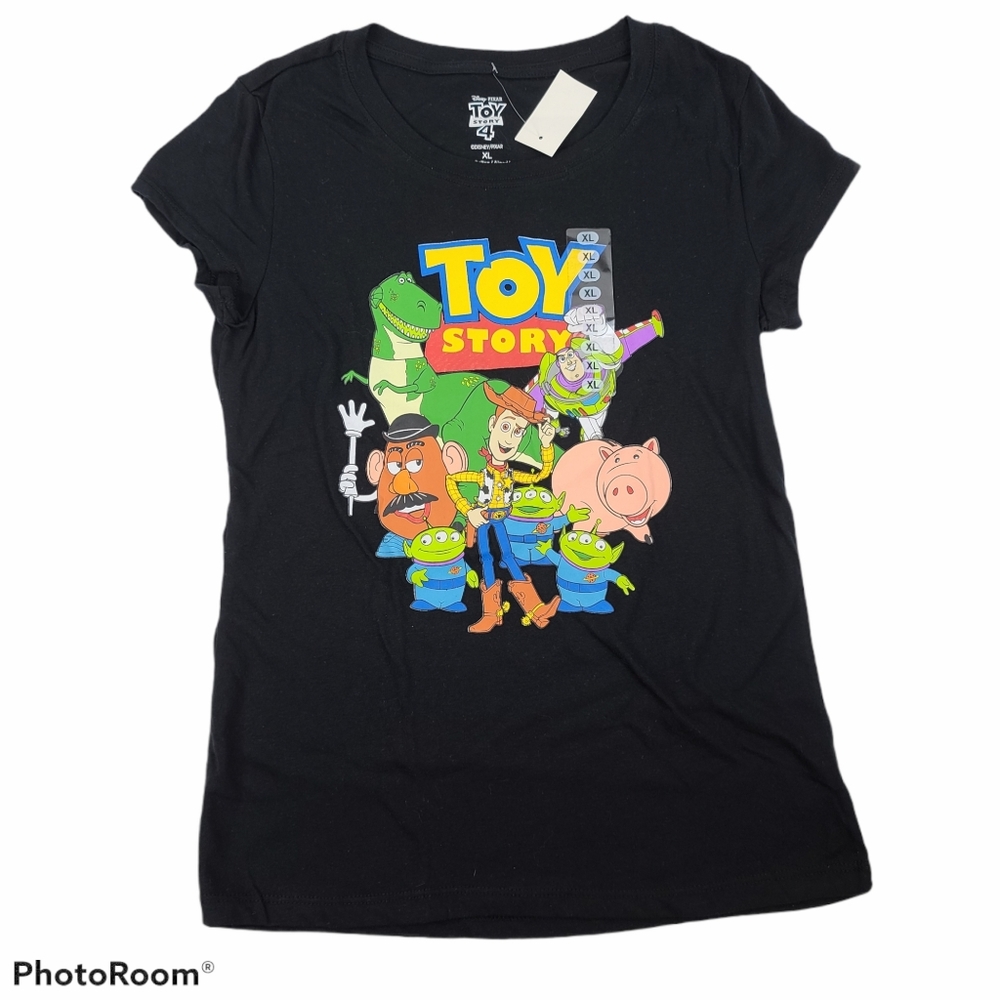 NWT Disney Pixar Toy Story Blk Tee Junior L 11/13